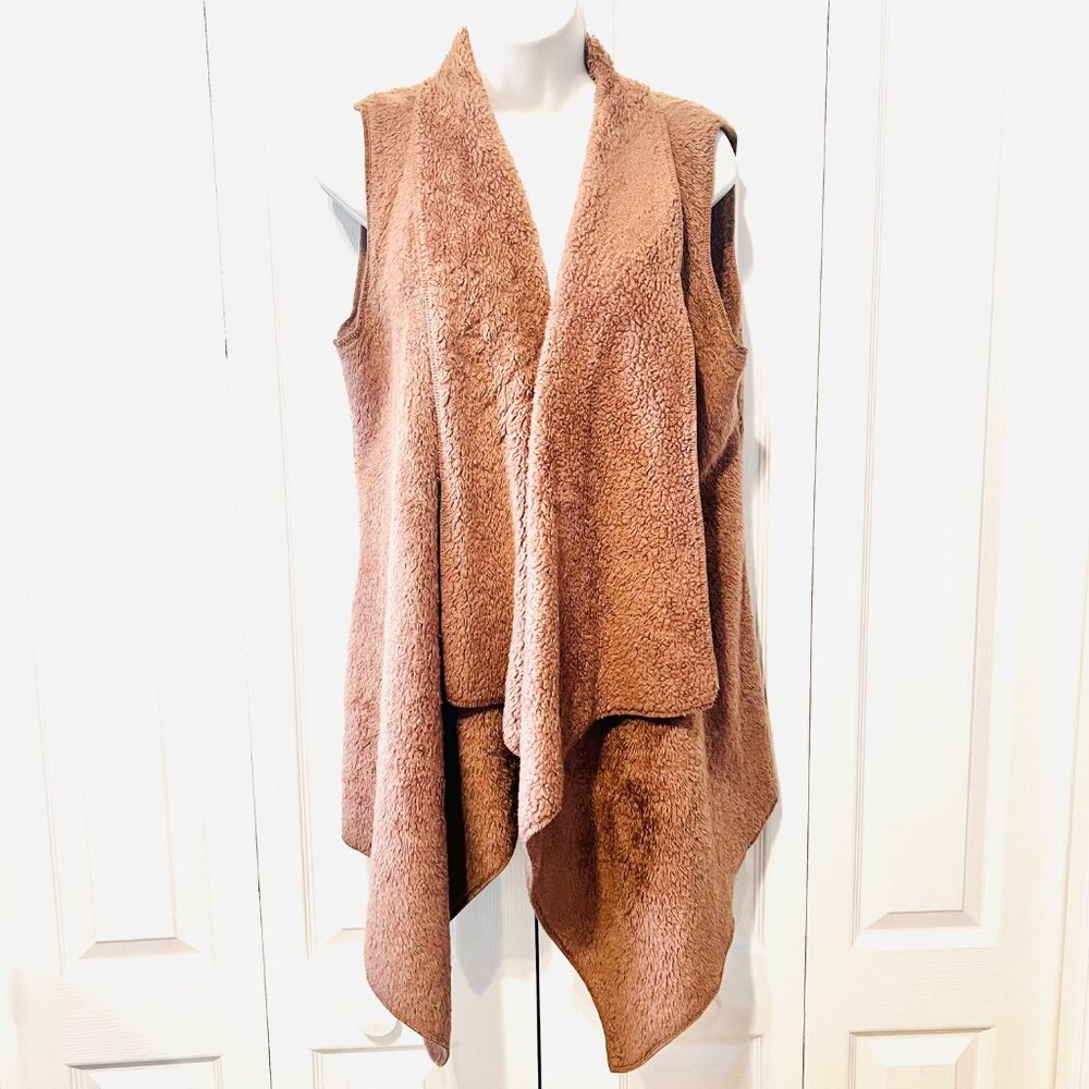Questions Super Soft-Women's Large Sleeveless Long Open Vest-Warm/Cozy-Casual